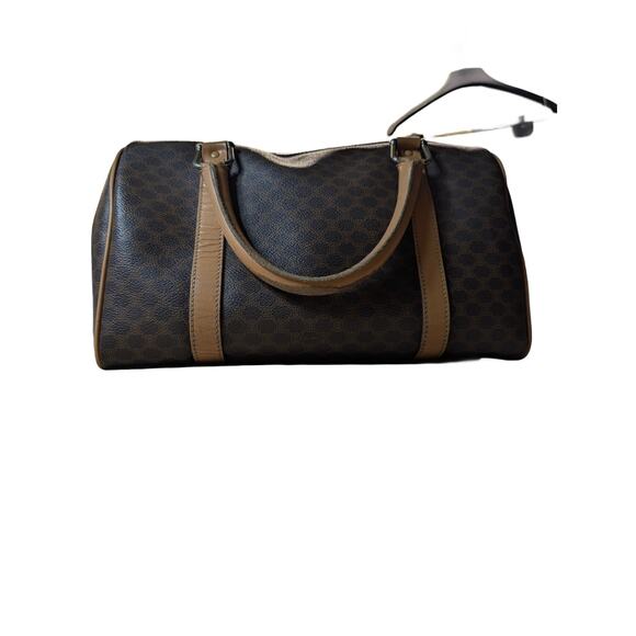 VTG Celine Macadam Boston Bag Brown Coated Canvas Leather - Picture 4 of 11